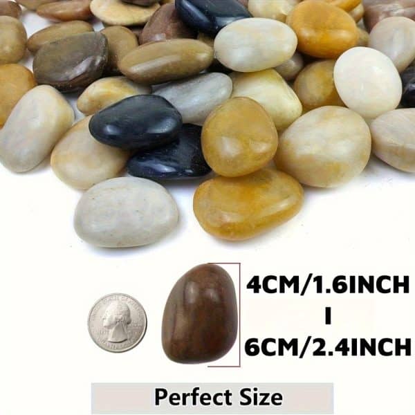 Natural Polished River Rocks 40LBS - Decorative Garden Stones for Landscaping, Indoor Plants, Succulents, Aquariums - Smooth Ornamental Pebbles for DIY Projects