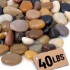 Natural Polished River Rocks 40LBS - Decorative Garden Stones for Landscaping, Indoor Plants, Succulents, Aquariums - Smooth Ornamental Pebbles for DIY Projects