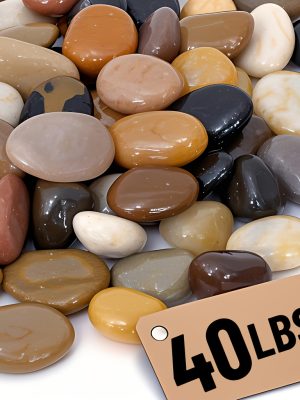 Natural Polished River Rocks 40LBS - Decorative Garden Stones for Landscaping, Indoor Plants, Succulents, Aquariums - Smooth Ornamental Pebbles for DIY Projects