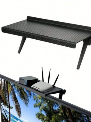 1 件可调节电视屏幕顶架，电脑显示器桌面屏幕顶收纳架，媒体箱路由器收纳盒家庭办公收纳架