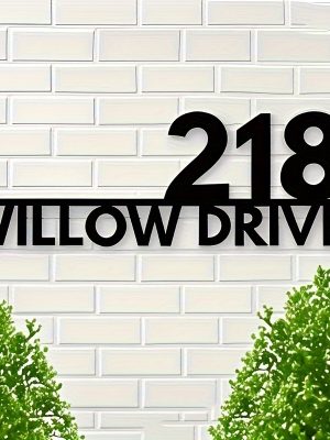 High-Quality Contemporary Metal Address Plaque - Personalized Home Number/Business Name, Matte Black Corrosion-Resistant Design, Suitable for Residential/Apartment/Commercial Outdoor Use, Easy Installation Without Power, Elegant Weather-Resistant De