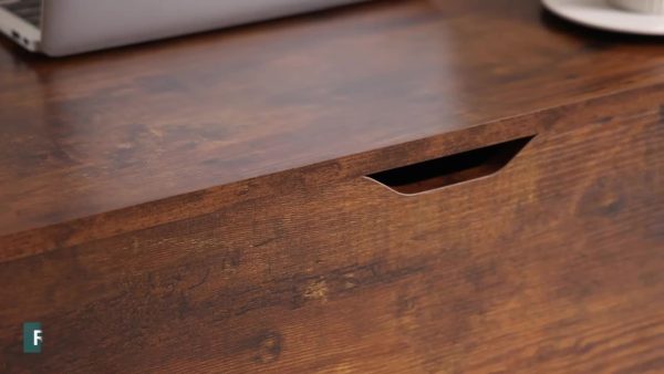 升降桌咖啡桌 | 复古风格，耐用木质结构，隐藏式储物隔间，可调节储物架，现代咖啡桌，本地仓库