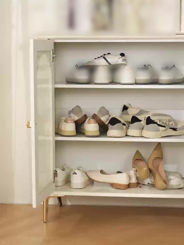 10pcs Shoe Rack, Vertical Stripe with Golden Ring. Stylish Color Scheme. Space-Saving, Solves Messy Issues, Fits All Kinds of Shoes. Foldable Splicing, Free Combination, Suitable For Living Room, Dormitory, Closet. Durable Pp Material