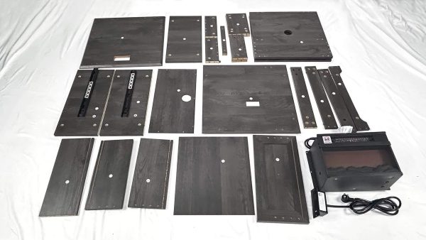 product-a3ce532622e748a06b45e6740ff01cb9fa65972b.goods_.000001 Rotating End Table with 13" Electric Fireplace Screens | Side Table with Fast Charging Station, Multifunctional Wooden Side Table for Living Room, Bedroom, Office, Mid-century Modern Style, High-Density Fiberboard, Plug Powered, Brand: REDAYFUR