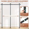 No Drill Room Divider Curtain Rod - Heavy Duty Adjustable Freestanding Partition with Tension Mount (No Drilling Required) - Frame Suitable for Apartments, Offices, Dorms - Easy Install/Remove, Height 4-10ft, Width 28-114in (Black/White)
