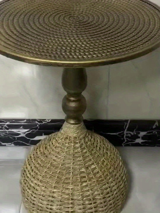 product-f71d6f9f3318f418304c4a8ab03d0b302369e06a.goods_.000001 Handcrafted Wicker Iron Artistic Water Grass Rope Braided Tea Table Side Table Flower Rack Living Room Sofa Side Table Study Room Balcony Inn Outdoor Coffee House Bar, Garden Patio Bedroom Decoration