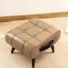 [Stylish Leather Stool] 1pc Stylish & Versatile High Quality Oil Wax Leather Low Stools, Footstools, Leather Padded Footstools - For Sofa End, Shoe Changing Stools For Living Rooms, Corridors, Foyers, Entrance, Bedroom, Home Decor Furniture, Furniture For Home