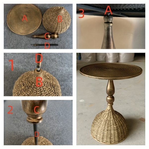 product-fancy-0d9f6021-ce31-46e8-ad31-518b97eeface Handcrafted Wicker Iron Artistic Water Grass Rope Braided Tea Table Side Table Flower Rack Living Room Sofa Side Table Study Room Balcony Inn Outdoor Coffee House Bar, Garden Patio Bedroom Decoration