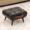 [Stylish Leather Stool] 1pc Stylish & Versatile High Quality Oil Wax Leather Low Stools, Footstools, Leather Padded Footstools - For Sofa End, Shoe Changing Stools For Living Rooms, Corridors, Foyers, Entrance, Bedroom, Home Decor Furniture, Furniture For Home