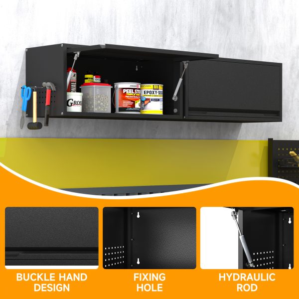 Metal Storage Cabinet | Garage Wall Cabinet with Up-Flip Door, 31.5" W Wall Storage Mounted for Kitchen, Garage, Workshop | Contemporary Metal, Wall Mount, ≥3.2 Cubic Feet Storage Capacity