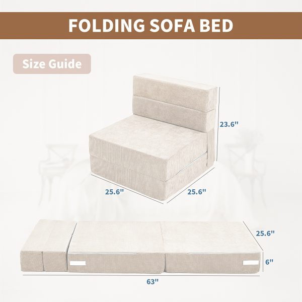 product-fancy-144cd46b-b342-41da-b9a4-de3c3adb483b LILYPELLE Tri-Fold Sponge Mattress, Portable Folding Mattress, Convertible Chair Floor Sofa and Sleeping Mattress, Suitable for Floor, Camping, 63"×25.6"×6