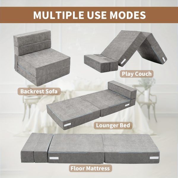 product-fancy-181732c4-4c78-4081-a192-6dbede649415 LILYPELLE Tri-Fold Sponge Mattress, Portable Folding Mattress, Convertible Chair Floor Sofa and Sleeping Mattress, Suitable for Floor, Camping, 63"×25.6"×6