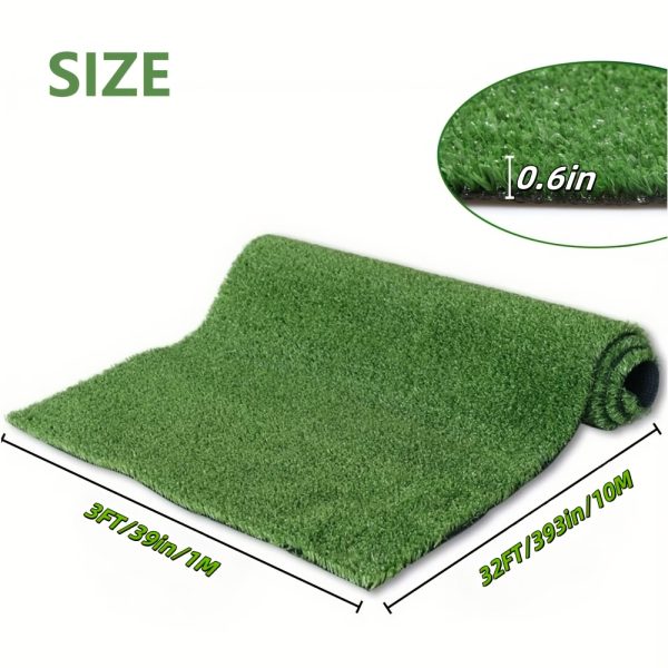 product-fancy-1b0eeb03-c4b1-490c-8e59-3958030f510c 3x32 FT Commercial Grade Synthetic Grass Mat, 0.6in Height, for Outdoor Garden, Balcony, and Pet Areas, Friendly with Drainage Holes, Realistic Look