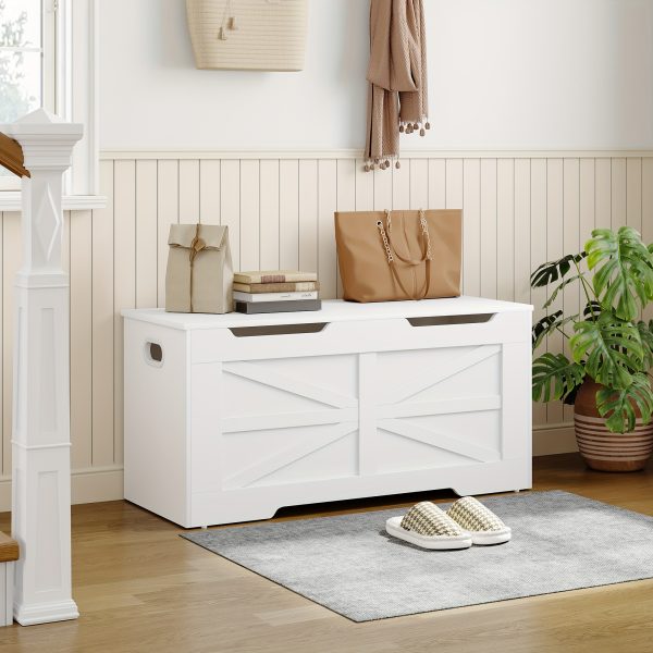 product-fancy-1ed84ec8-15be-4a06-96cd-636ab57f75fd Storage Chest, Trunk, And Wooden Bench - a 39.4" Lift-Top Organizer Featuring Two Safety Hinges, Perfect for Shoes in The Entryway, Bedroom, Or Living Room, Available in White, Rustic Brown, And Black/Greige, Storage Boxes for Organizing