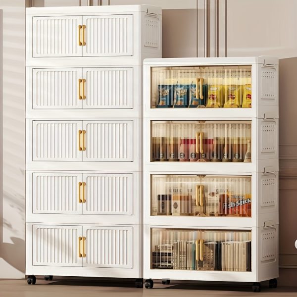 product-fancy-264595b1-2a99-4ef1-b12b-bc4eecf24272 加厚大容量多层塑料折叠储物柜 重型落地式整理柜 顺滑滑轮 家用办公室厨房浴室 节省空间易组装