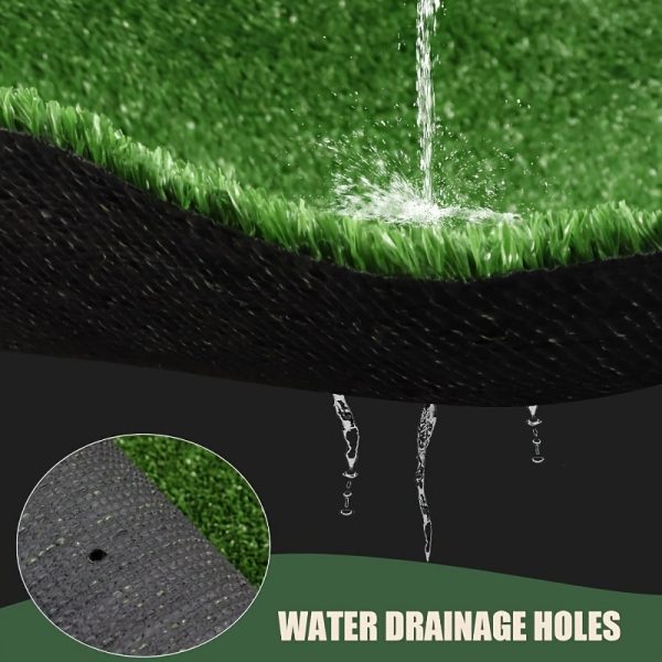 product-fancy-319fa4f8-124a-4d81-880b-5858f3399298 3x32 FT Commercial Grade Synthetic Grass Mat, 0.6in Height, for Outdoor Garden, Balcony, and Pet Areas, Friendly with Drainage Holes, Realistic Look
