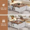 Farmhouse Lift Top Coffee Table with Storage, Square Coffee Table with Large Hidden Storage Compartment And Adjustable Shelves for Living Room, Black/White/Grey/Blue