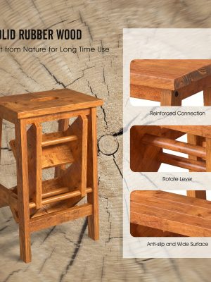 3 Tier Step Stool 3in 1 Folding Ladder 24" Storage Shelf Multi-function Coffee