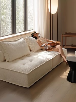 Memory Sponge Leisure Lounge Chair | Indoor Fabric Sofa, Lazy Sofa, Futon, Non-Wood Material, Italian Style, Polyester Upholstery, Pillow-Back, Suitable for Various Room Types, No Electricity Required, Brand: Yikadan