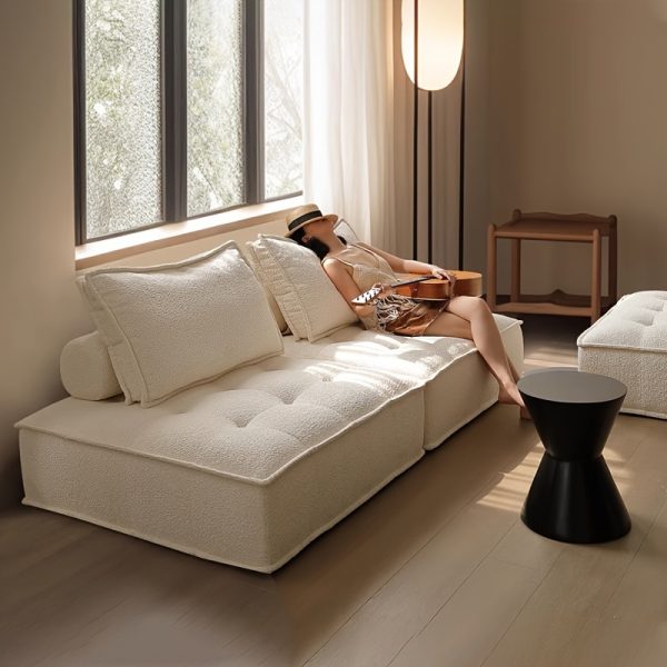 Memory Sponge Leisure Lounge Chair | Indoor Fabric Sofa, Lazy Sofa, Futon, Non-Wood Material, Italian Style, Polyester Upholstery, Pillow-Back, Suitable for Various Room Types, No Electricity Required, Brand: Yikadan