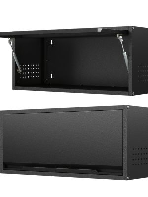 Metal Storage Cabinet | Garage Wall Cabinet with Up-Flip Door, 31.5" W Wall Storage Mounted for Kitchen, Garage, Workshop | Contemporary Metal, Wall Mount, ≥3.2 Cubic Feet Storage Capacity