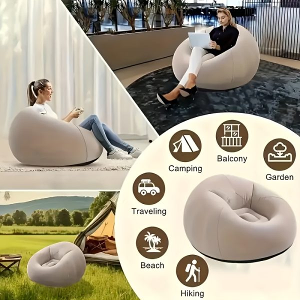 One Large Bean Bag Chair, Inflatable Lounge Chair, Soft And Comfy, Perfect for Outdoor Use, a Relaxed Seating Option, Tatami-Style Chair, Sofa Cover, Lazy Sofa, Round Single Sofa Ideal for Living Rooms, Office Breaks, And Outdoor Picnics Or Camping.