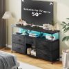 product-fancy-43ac8640-0a26-4188-8a3f-9b1f97e3ba81 TV Stand Dresser, Closet Organization Systems, Media Console Table with 5 Drawers, Power Outlets and LED Lights, for 50 Inch Television, Storage & Home Organization