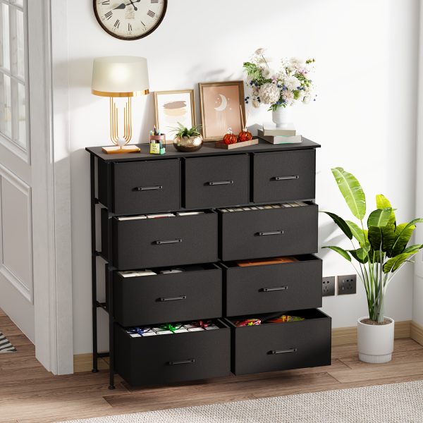 product-fancy-446fb200-99bc-42ac-af31-2f8670d566e2 Black/Grey/Nature 5/8/9 Fabric Drawers Dresser For Bedroom, Storage Drawers, Chest Organizer Units With Wooden And Steel Frame Top For Bedroom, Living Room, Closet, Living Room, Entryway