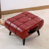 [Stylish Leather Stool] 1pc Stylish & Versatile High Quality Oil Wax Leather Low Stools, Footstools, Leather Padded Footstools - For Sofa End, Shoe Changing Stools For Living Rooms, Corridors, Foyers, Entrance, Bedroom, Home Decor Furniture, Furniture For Home