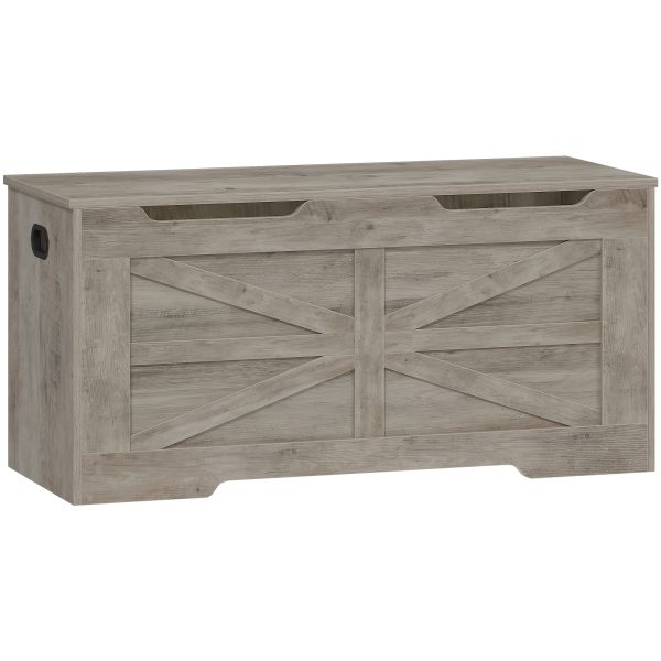 product-fancy-4959c498-a834-4ddc-a54c-fcb17a0fe442 Storage Chest, Trunk, And Wooden Bench - a 39.4" Lift-Top Organizer Featuring Two Safety Hinges, Perfect for Shoes in The Entryway, Bedroom, Or Living Room, Available in White, Rustic Brown, And Black/Greige, Storage Boxes for Organizing