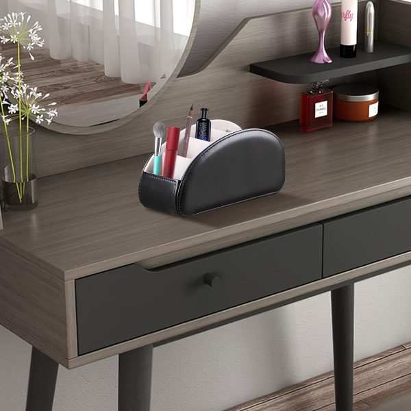 一款带有5个隔层的仿皮皮肤遥控器支架，多功能桌面收纳盒/遥控器整理盒/床头柜遥控器盒/家庭收纳容器，适用于电视遥控器、家电遥控器、笔、眼镜、办公用品、收纳盒整理