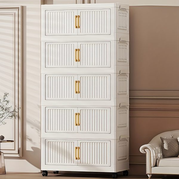 product-fancy-5642bdf9-c0c2-47fc-ac0d-f820f332a7d3 加厚大容量多层塑料折叠储物柜 重型落地式整理柜 顺滑滑轮 家用办公室厨房浴室 节省空间易组装
