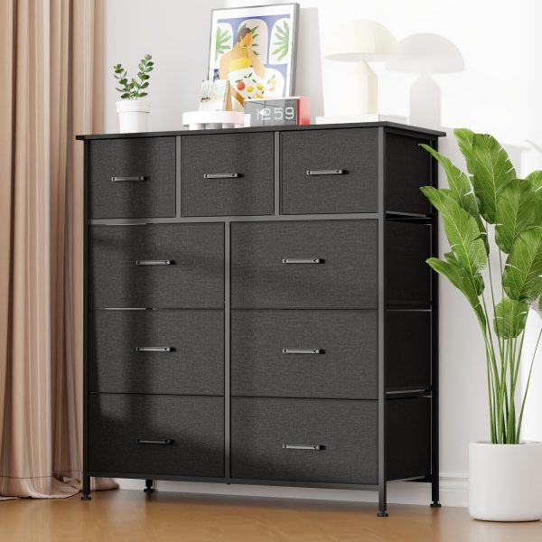 product-fancy-56771d01-b5a7-4ee9-b6ae-35d8237f3282 Black/Grey/Nature 5/8/9 Fabric Drawers Dresser For Bedroom, Storage Drawers, Chest Organizer Units With Wooden And Steel Frame Top For Bedroom, Living Room, Closet, Living Room, Entryway
