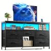 product-fancy-648887cd-bffd-4e60-a849-32afe558a0de TV Stand Dresser, Closet Organization Systems, Media Console Table with 5 Drawers, Power Outlets and LED Lights, for 50 Inch Television, Storage & Home Organization