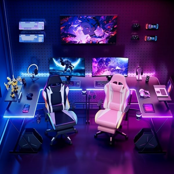 product-fancy-68911214-aad8-49a2-94f3-1e99bdfd6347 Mr IRONSTONE 51 Inch L-Shaped Gaming Desk with Display Stand-like Top (Compatible with PC/Laptop/Tablet) - Heavy-Duty Metal Frame & X-Legs, Easy Assembly Computer Table for Home Office, Esports Setup, Corner Desk, No Wood, Black (Game