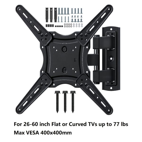 [Dreamsmith TV Wall Mount] Dreamsmith Full Motion TV Wall Mount Bracket | 40-86 Inch, Dual Articulating Arms, Swivel & Tilt, 132 lbs Capacity, Max VESA 600x400mm, Fits 12" & 16" Wood Studs for Home Theater & Media Room, Versatile Furniture Bracket, Modern Home Decor, Durable Construction, Home Theater System