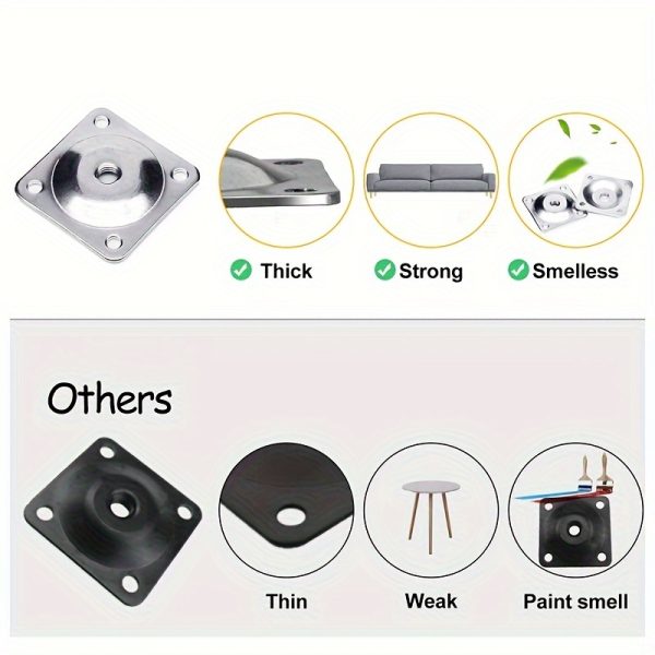 Anwenk Leg Mounting Plates, Industrial Strength T-Plate 5/16" (M8) for Attaching Furniture Legs, Complete with Hanger Bolts And Screws, Designed to Reinforce Weak Furniture And Repair Damaged Sofa Or Couch Seats, Available in a Set of 4