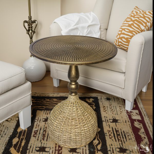 product-fancy-774933f3-e4da-487e-9e75-51b65fad174e Handcrafted Wicker Iron Artistic Water Grass Rope Braided Tea Table Side Table Flower Rack Living Room Sofa Side Table Study Room Balcony Inn Outdoor Coffee House Bar, Garden Patio Bedroom Decoration