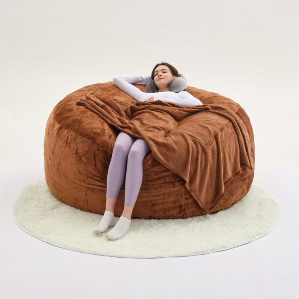 product-fancy-779b7343-11a2-4233-a062-37f7e7c2a94a Beanbag Sofa Chair Include Filler( The Set Contains Bean Bag Chair, U-shape Pillow, Blanket, 6FT Carpet), Large Round Soft Removable Machine Washable Beanbag Sofa, 50 Lb Memory Sponge Filled Living Room Bedroom Gamingroom Sofa Bed Relaxation