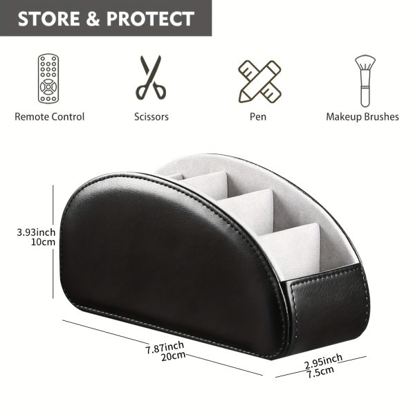 一款带有5个隔层的仿皮皮肤遥控器支架，多功能桌面收纳盒/遥控器整理盒/床头柜遥控器盒/家庭收纳容器，适用于电视遥控器、家电遥控器、笔、眼镜、办公用品、收纳盒整理