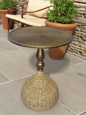 Handcrafted Wicker Iron Artistic Water Grass Rope Braided Tea Table Side Table Flower Rack Living Room Sofa Side Table Study Room Balcony Inn Outdoor Coffee House Bar, Garden Patio Bedroom Decoration