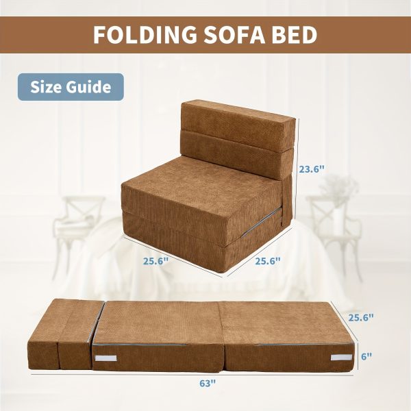 product-fancy-84cfe190-e471-4271-bc86-7b764a6db86f LILYPELLE Tri-Fold Sponge Mattress, Portable Folding Mattress, Convertible Chair Floor Sofa and Sleeping Mattress, Suitable for Floor, Camping, 63"×25.6"×6