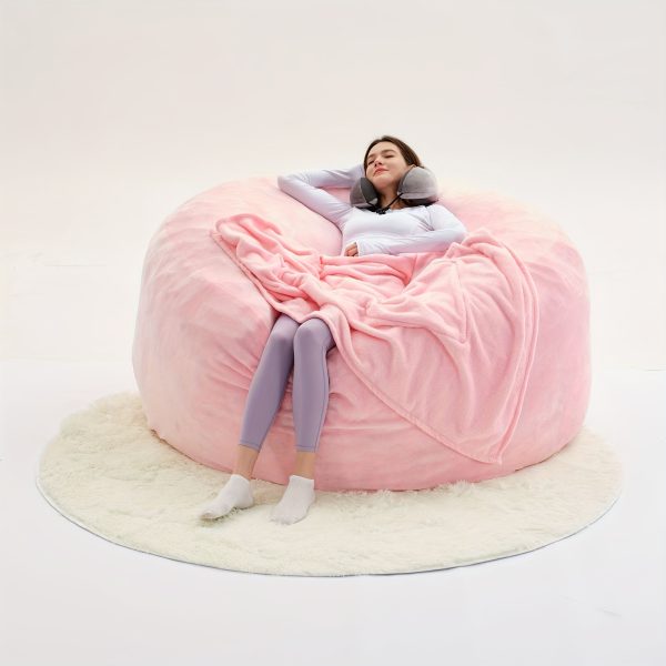 product-fancy-85d8797c-9151-406b-88dc-eed61c7ef44c Beanbag Sofa Chair Include Filler( The Set Contains Bean Bag Chair, U-shape Pillow, Blanket, 6FT Carpet), Large Round Soft Removable Machine Washable Beanbag Sofa, 50 Lb Memory Sponge Filled Living Room Bedroom Gamingroom Sofa Bed Relaxation