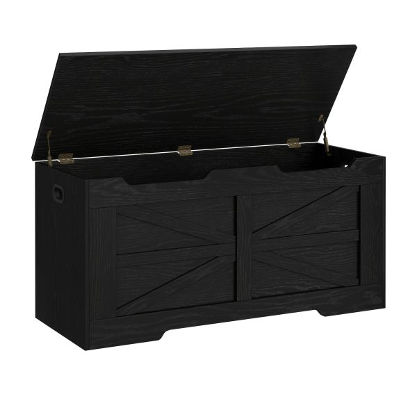 product-fancy-88f321dd-de49-4679-a500-0426d4ca4eed Storage Chest, Trunk, And Wooden Bench - a 39.4" Lift-Top Organizer Featuring Two Safety Hinges, Perfect for Shoes in The Entryway, Bedroom, Or Living Room, Available in White, Rustic Brown, And Black/Greige, Storage Boxes for Organizing
