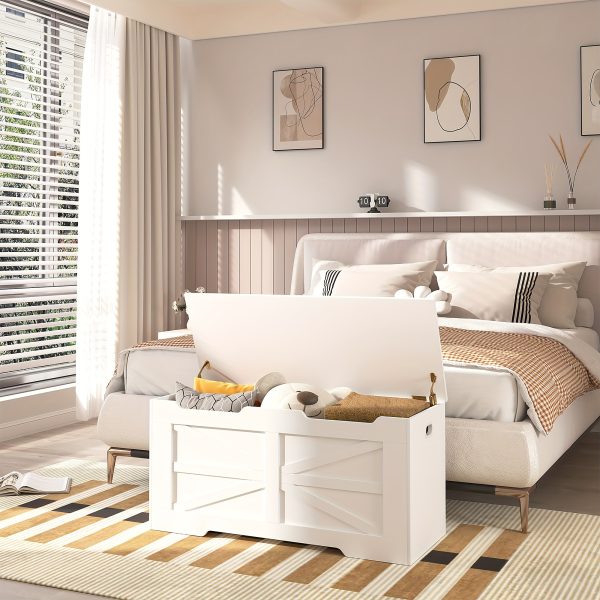 product-fancy-891cc1c1-d6e9-422e-b996-03d0ff249d74 Storage Chest, Trunk, And Wooden Bench - a 39.4" Lift-Top Organizer Featuring Two Safety Hinges, Perfect for Shoes in The Entryway, Bedroom, Or Living Room, Available in White, Rustic Brown, And Black/Greige, Storage Boxes for Organizing