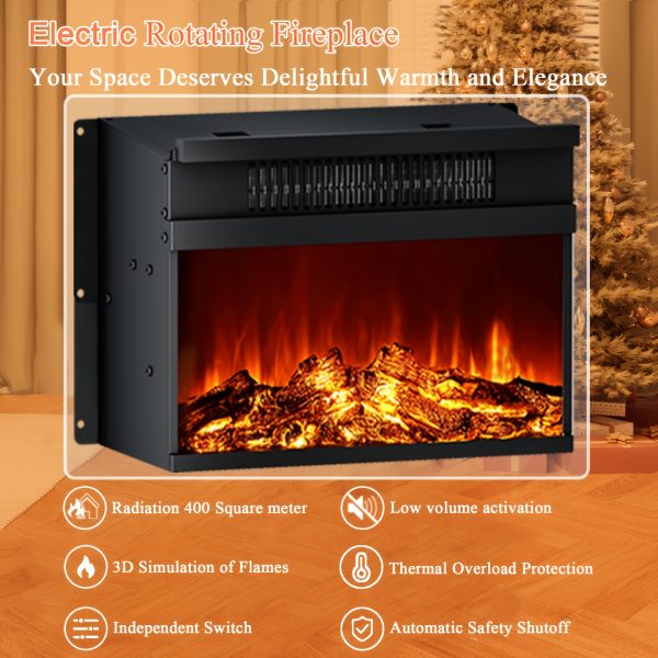 product-fancy-8cf41afc-80f9-40c0-8fd7-f76965fce3b7 Rotating End Table with 13" Electric Fireplace Screens | Side Table with Fast Charging Station, Multifunctional Wooden Side Table for Living Room, Bedroom, Office, Mid-century Modern Style, High-Density Fiberboard, Plug Powered, Brand: REDAYFUR