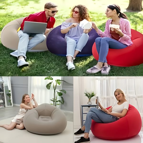 One Large Bean Bag Chair, Inflatable Lounge Chair, Soft And Comfy, Perfect for Outdoor Use, a Relaxed Seating Option, Tatami-Style Chair, Sofa Cover, Lazy Sofa, Round Single Sofa Ideal for Living Rooms, Office Breaks, And Outdoor Picnics Or Camping.