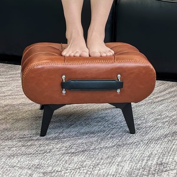[Stylish Leather Stool] 1pc Stylish & Versatile High Quality Oil Wax Leather Low Stools, Footstools, Leather Padded Footstools - For Sofa End, Shoe Changing Stools For Living Rooms, Corridors, Foyers, Entrance, Bedroom, Home Decor Furniture, Furniture For Home