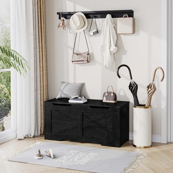 product-fancy-93d65d02-3fb4-4637-836f-8ff62c390240 Storage Chest, Trunk, And Wooden Bench - a 39.4" Lift-Top Organizer Featuring Two Safety Hinges, Perfect for Shoes in The Entryway, Bedroom, Or Living Room, Available in White, Rustic Brown, And Black/Greige, Storage Boxes for Organizing