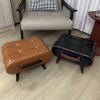 [Stylish Leather Stool] 1pc Stylish & Versatile High Quality Oil Wax Leather Low Stools, Footstools, Leather Padded Footstools - For Sofa End, Shoe Changing Stools For Living Rooms, Corridors, Foyers, Entrance, Bedroom, Home Decor Furniture, Furniture For Home
